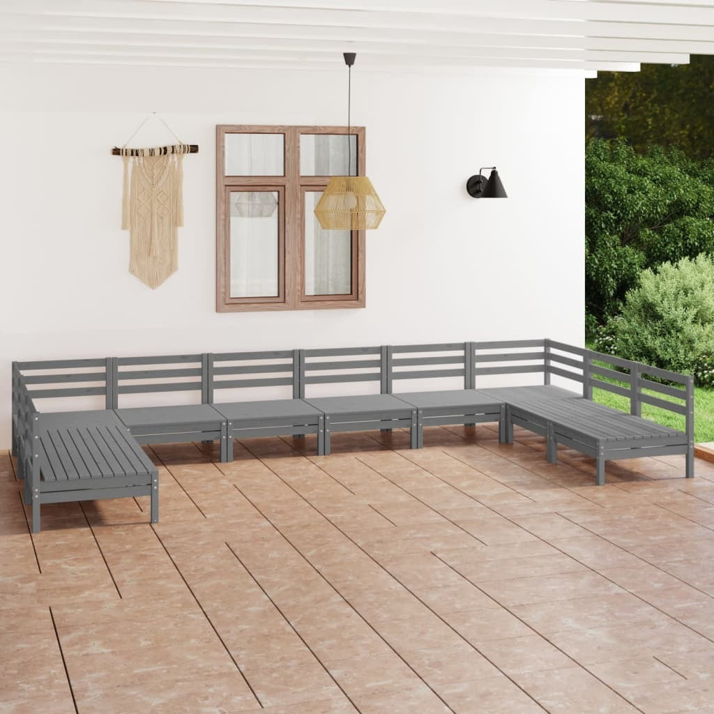 Salon de jardin modulable en pin gris