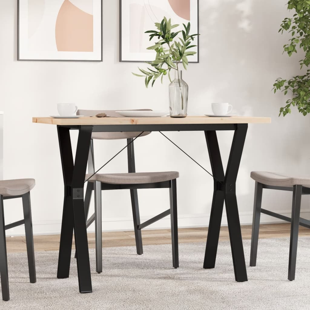 Table à manger en bois de pin et acier