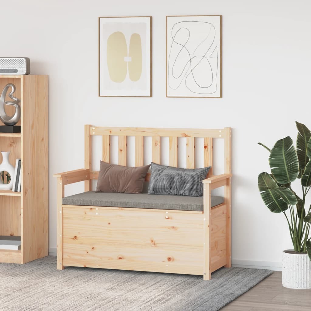 Grand banc de rangement en pin naturel