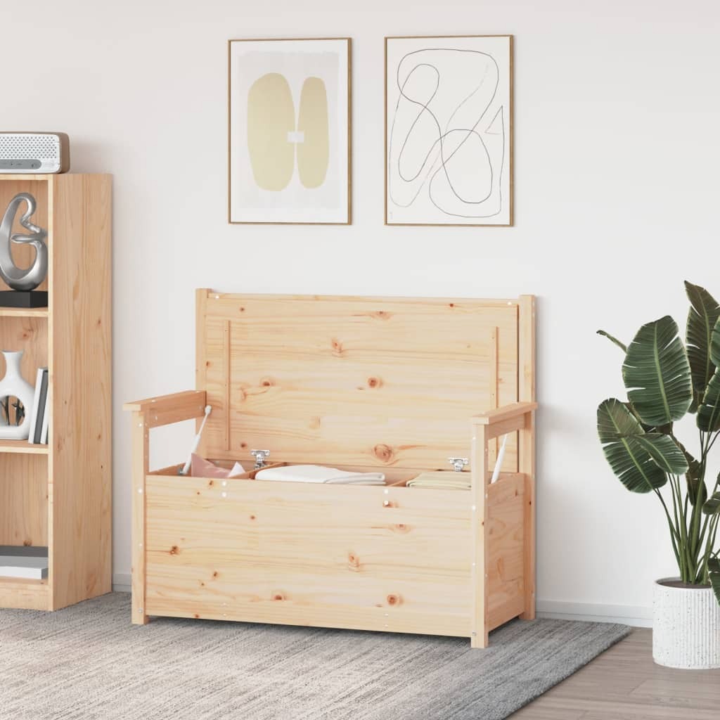 Grand banc de rangement en pin naturel
