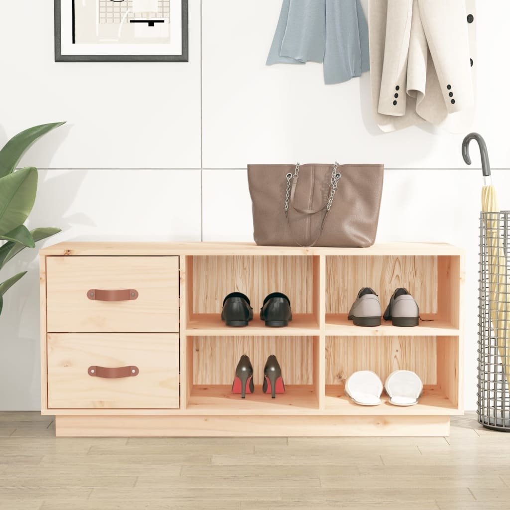 Banc à chaussures en pin naturel