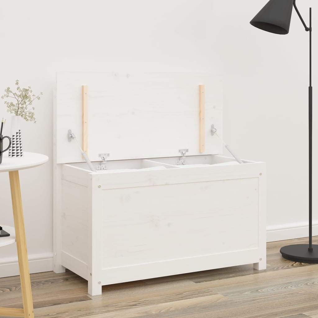 Banc de rangement blanc en pin massif