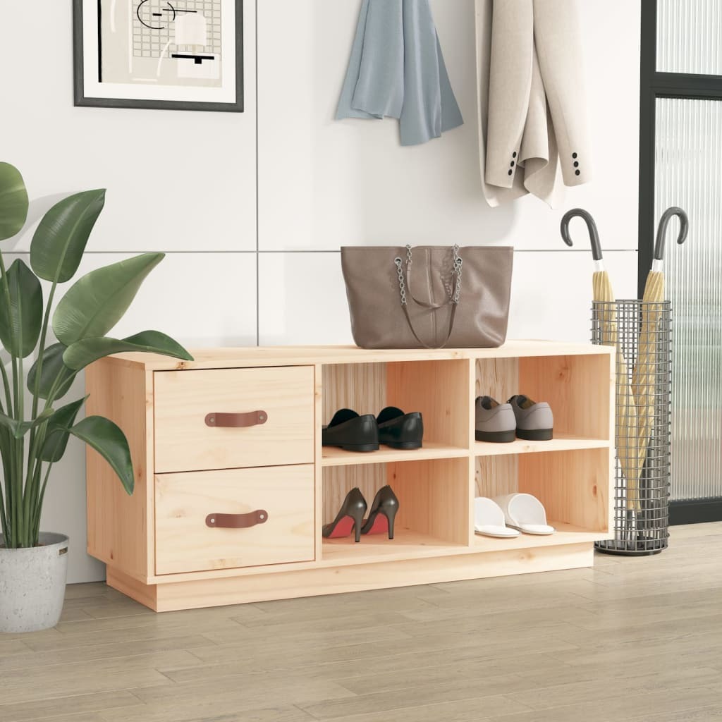 Banc à chaussures en pin naturel