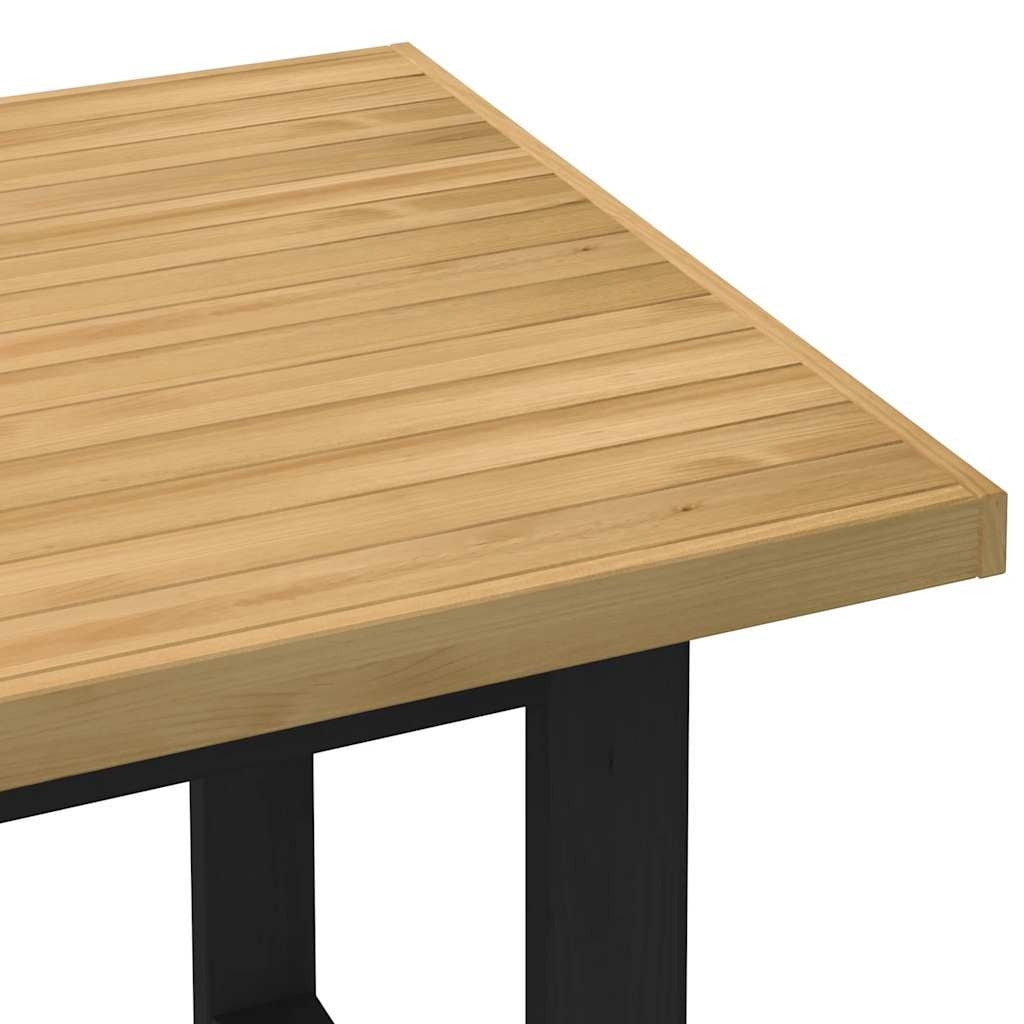 Table à manger en bois de pin naturel et noir