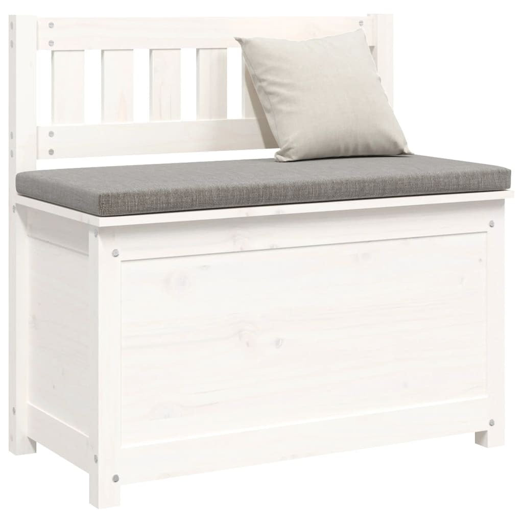 Banc de rangement blanc en pin massif
