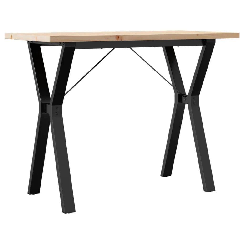 Table à manger en bois de pin et acier